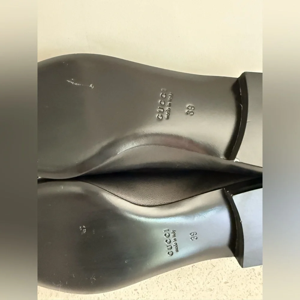 Gucci Erin Ballet Flats Black Leather Size EU 39 US 9 - Picture 10 of 10